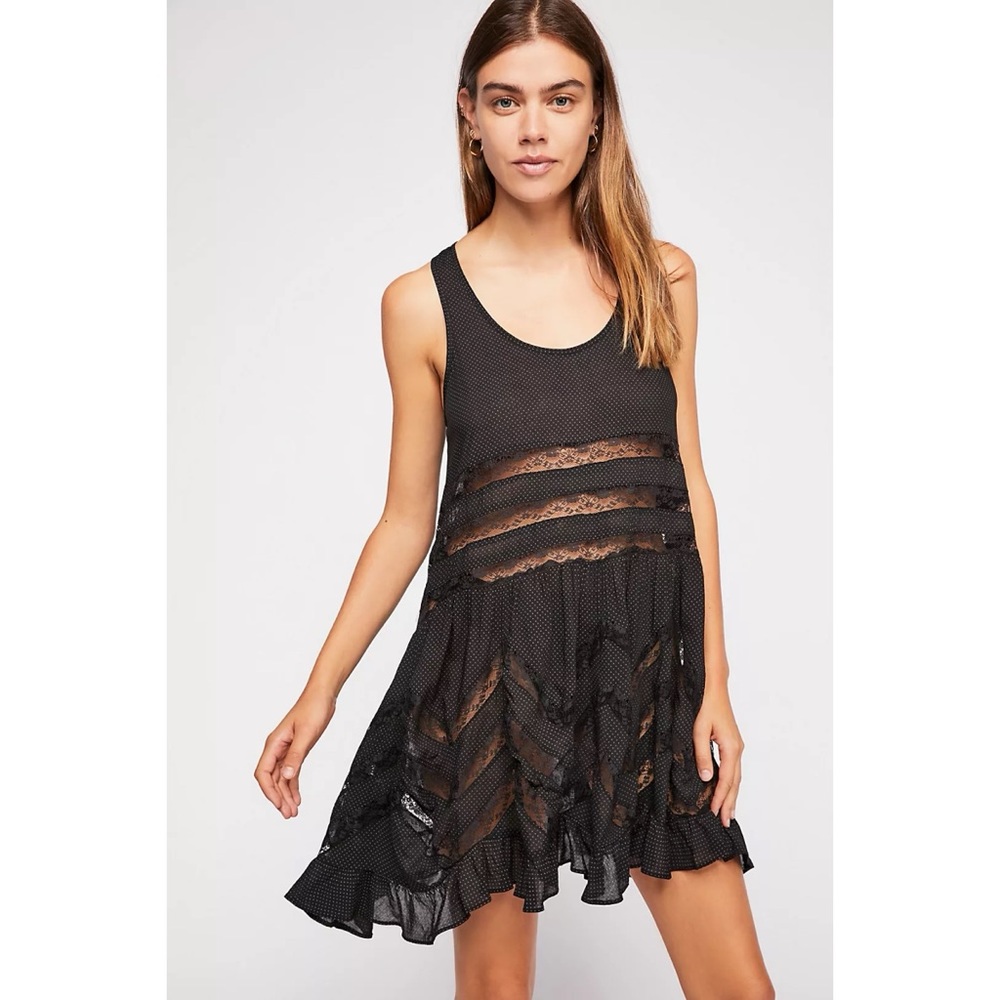 Free People Trapeze Slip Mini Dress in Black Size XS